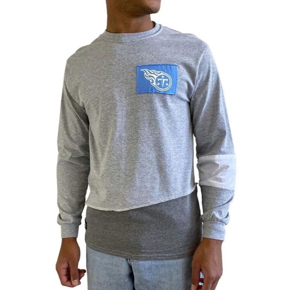 Refried Medium Tennessee Titans Angle NFL Long Sleeve T-Shirt Gray Colorblock - Picture 1 of 13